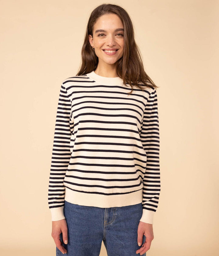 PULLOVER IN COTONE MARINIÈRE DONNA A089W 01 PETIT BATEAU 