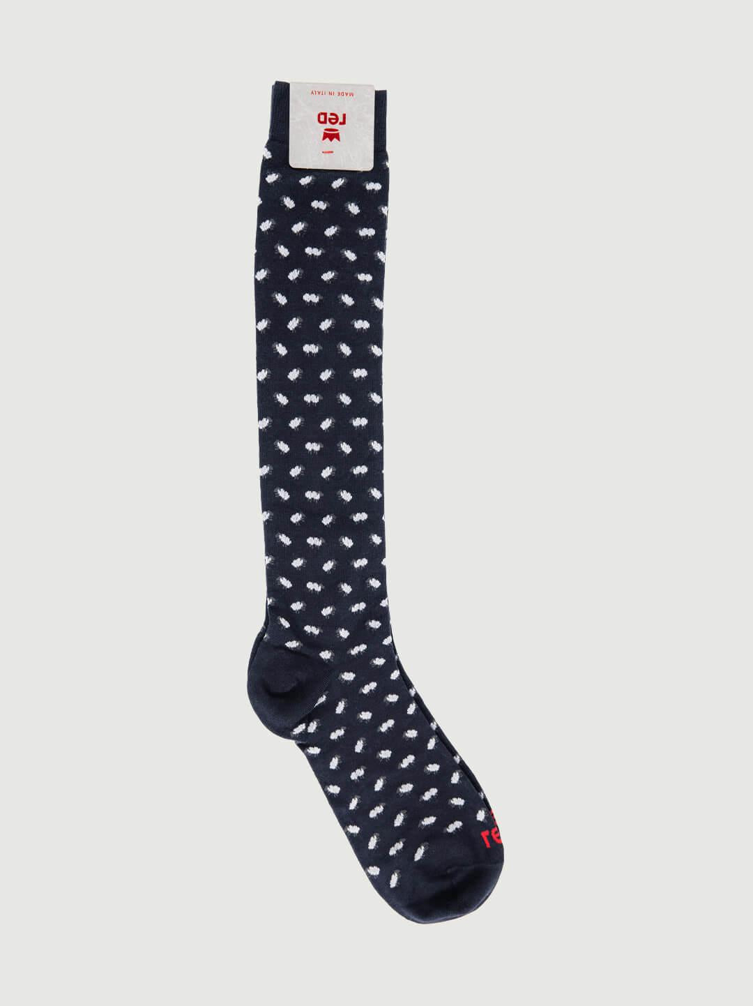 CALZA COTONE CASHMERE BLU MOTIVO PECORELLE 64226G BLU RED 