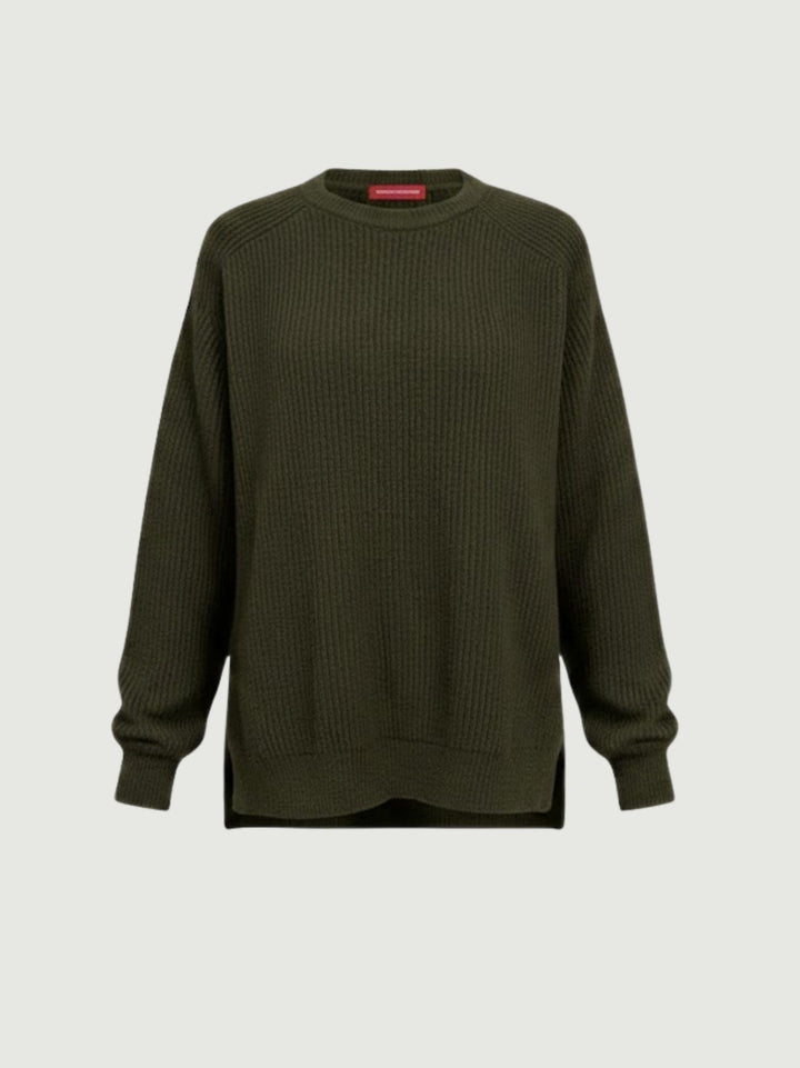 Maglia girocollo in lana e cashmere verde 14264M SELVA ANDREA MORANDO 