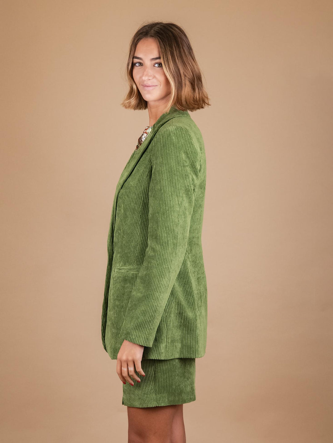 BLAZER MONOPETTO IN VELLUTO A COSTE VERDE ACIDO G1A5455 VERDE ANDREA MORANDO 