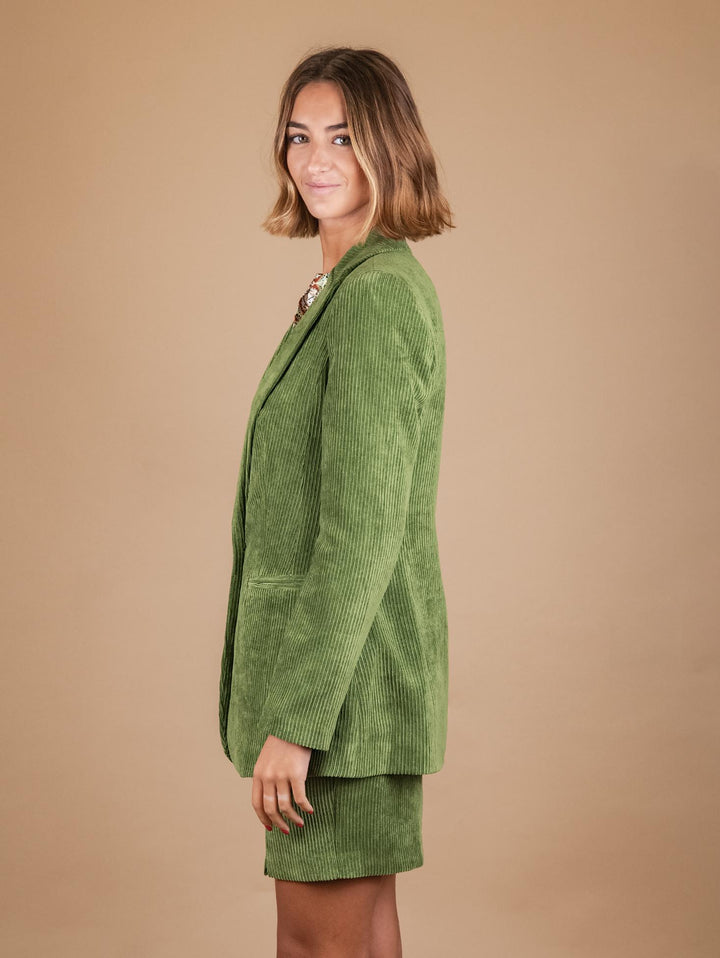 BLAZER MONOPETTO IN VELLUTO A COSTE VERDE ACIDO G1A5455 VERDE ANDREA MORANDO 