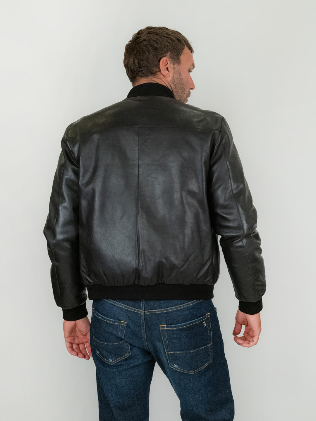 GIUBBOTTO IMBOTTITO IN PELLE NERA DEREK SEAMLESS DEREK SEAMLESS 20 JACK LEATHER 