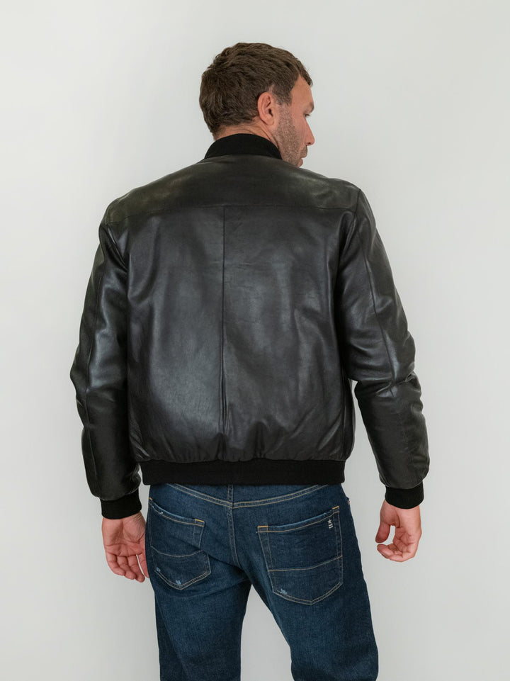 GIUBBOTTO IMBOTTITO IN PELLE NERA DEREK SEAMLESS DEREK SEAMLESS 20 JACK LEATHER 
