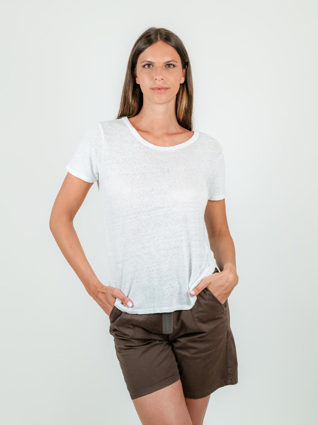 T-SHIRT IN LINO BIANCA 2944 BIANCO ANDREA MORANDO 