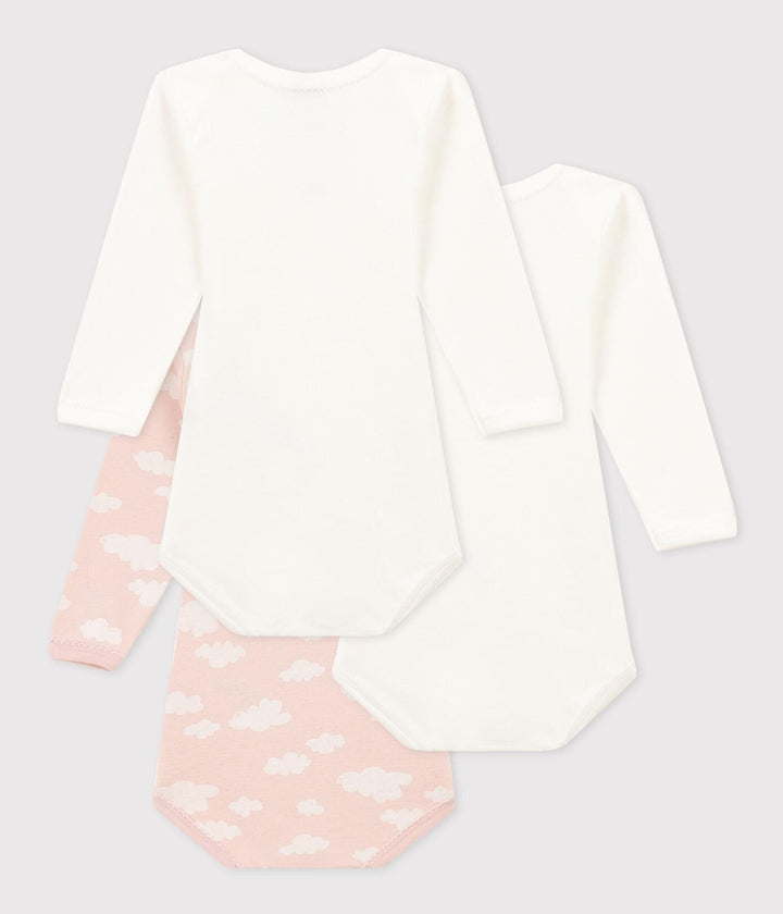 CONFEZIONE DA 3 BODY IN COTONE CON MOTIVO NUVOLE A08MV 00 PETIT BATEAU 