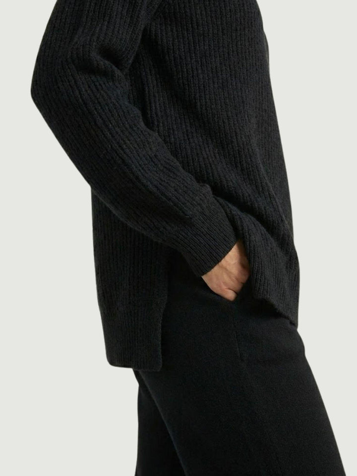 Maglia girocollo in lana e cashmere nera 14264M NERO ANDREA MORANDO 