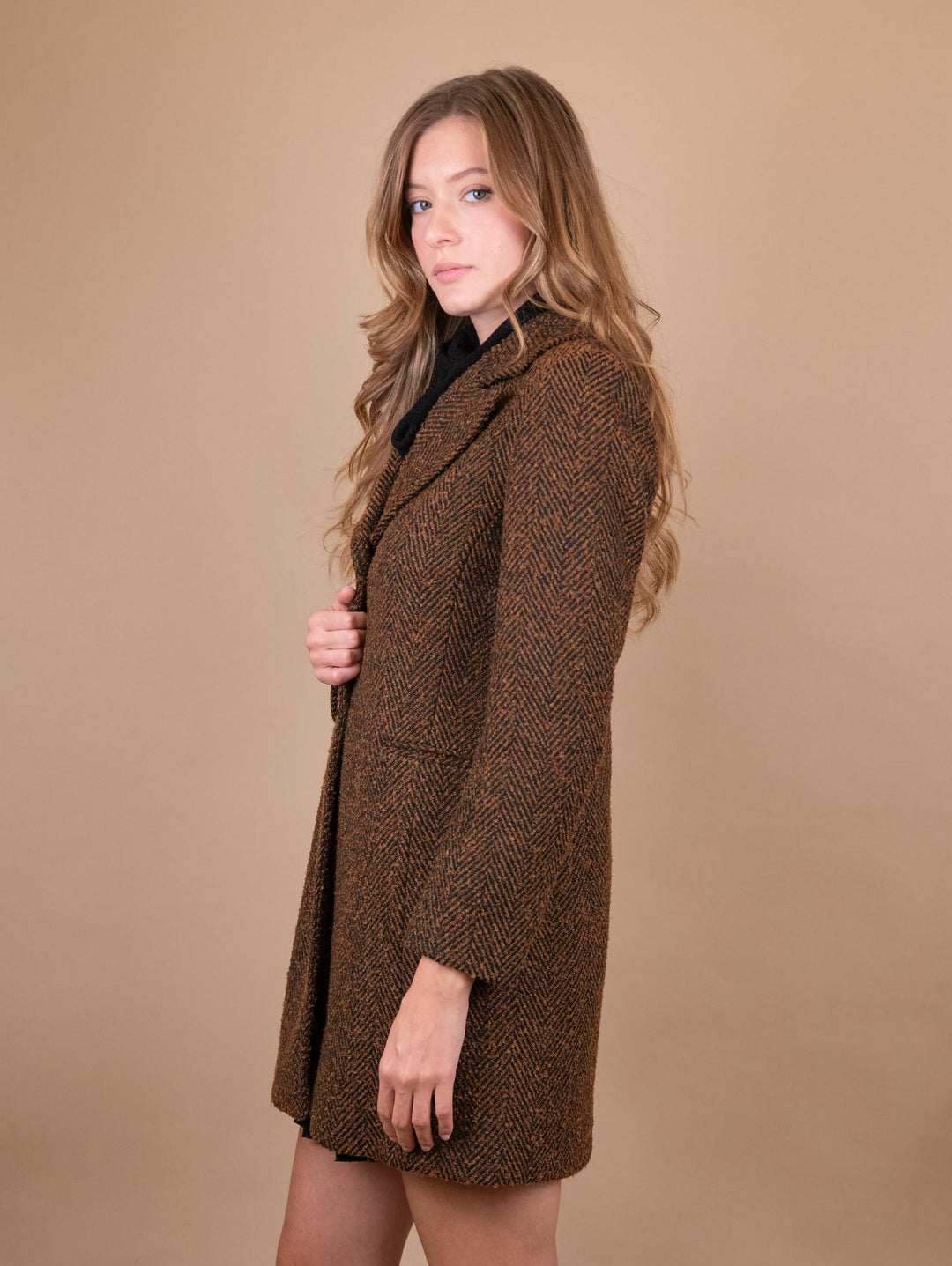 CAPPOTTO SPIGATO MARRONE E NERO