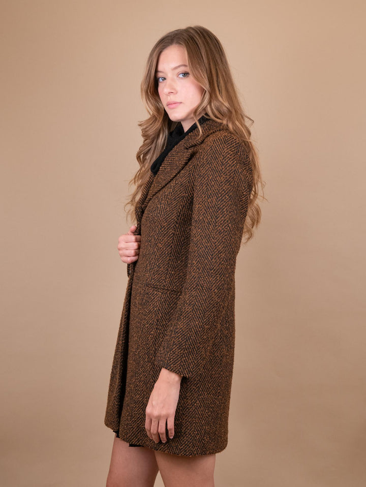 CAPPOTTO SPIGATO MARRONE E NERO