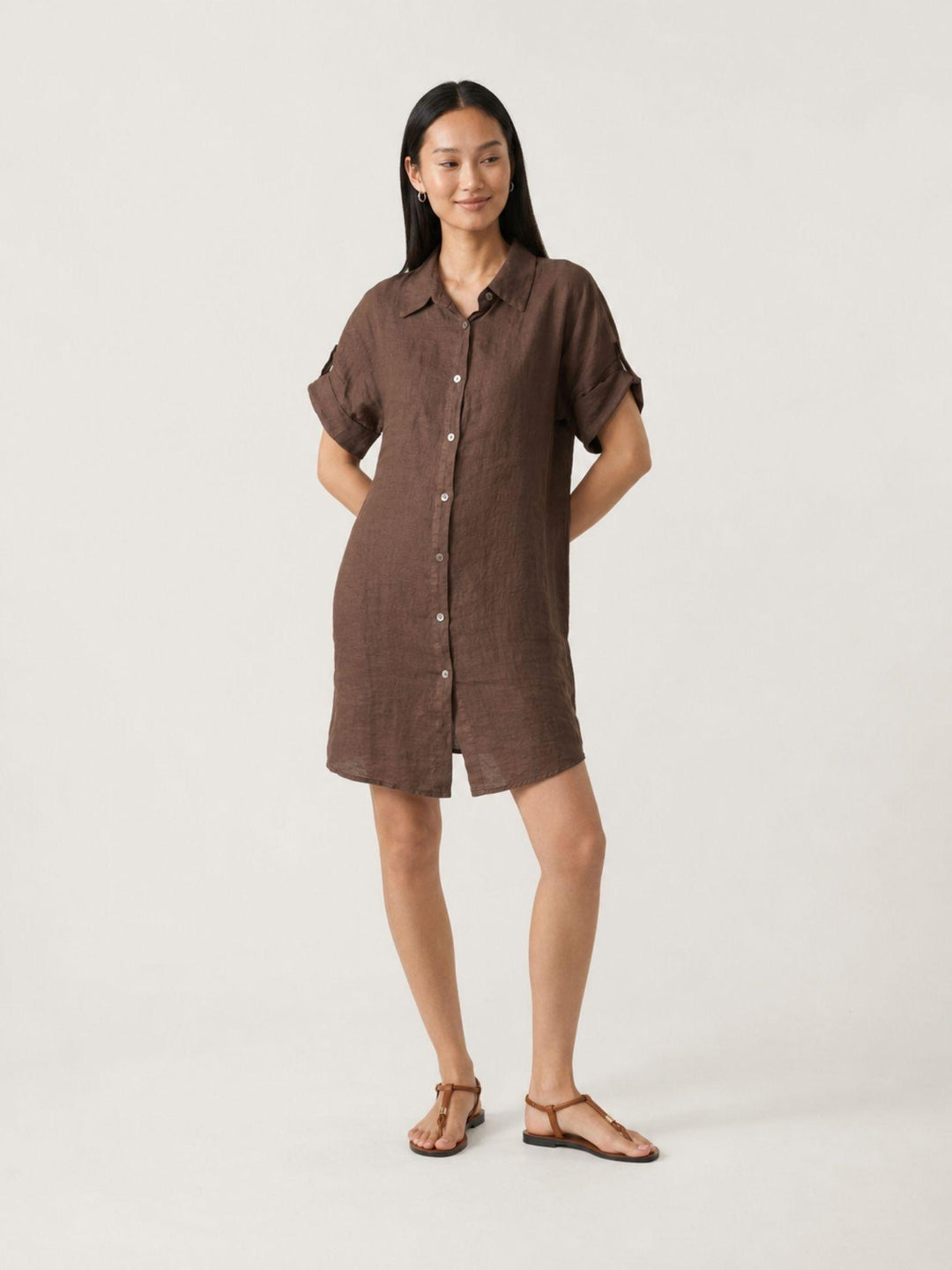 Abito camicia in lino testa di moro 6AB0527 609 ANDREA MORANDO 
