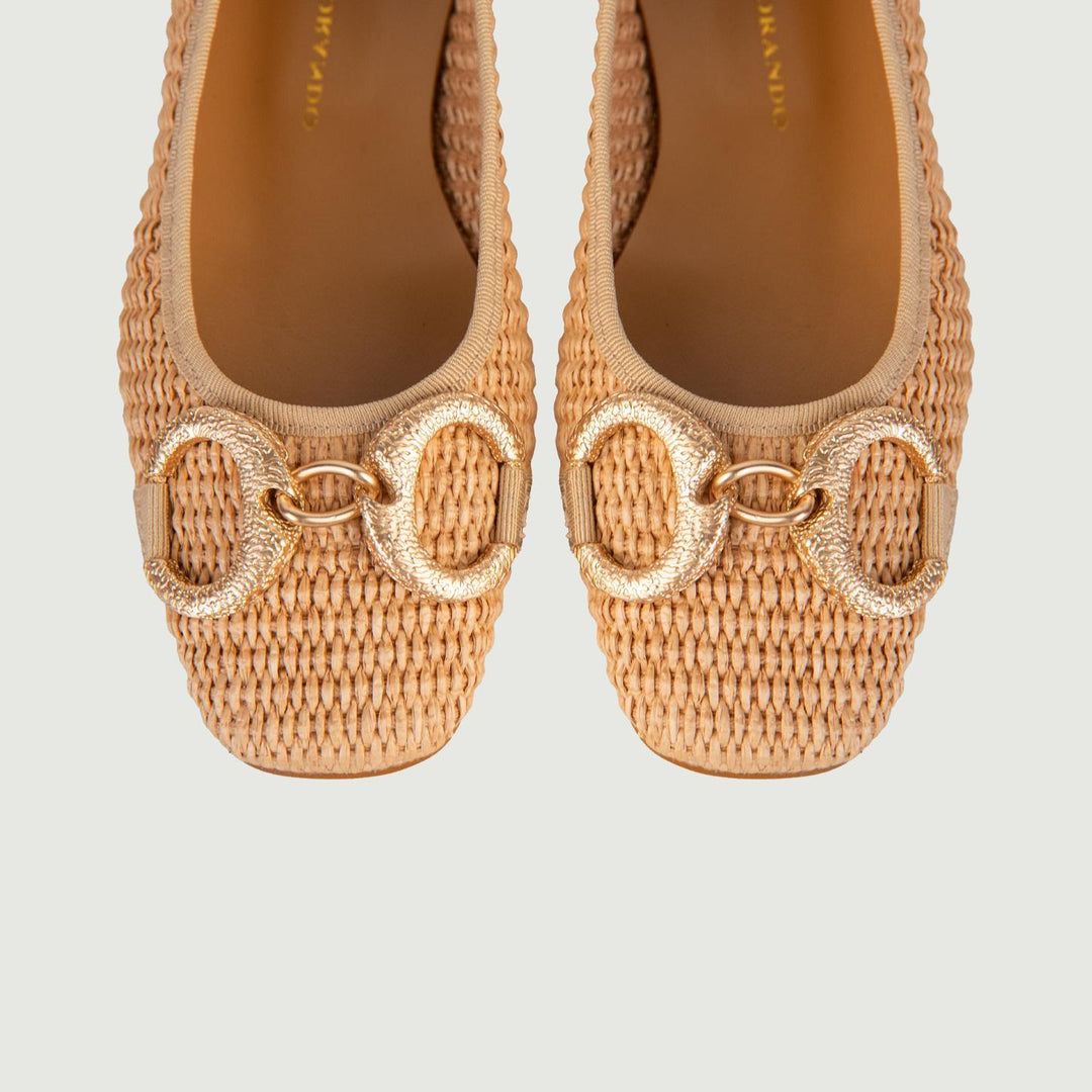 BALLERINE IN RAFIA NATURALE CON DETTAGLIO IN METALLO 4875RAFIA NATURALE ANDREA MORANDO 