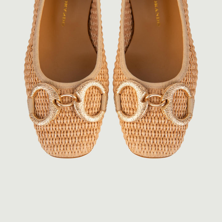 BALLERINE IN RAFIA NATURALE CON DETTAGLIO IN METALLO 4875RAFIA NATURALE ANDREA MORANDO 