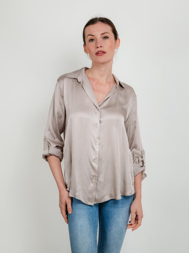 Camicia in raso sabbia