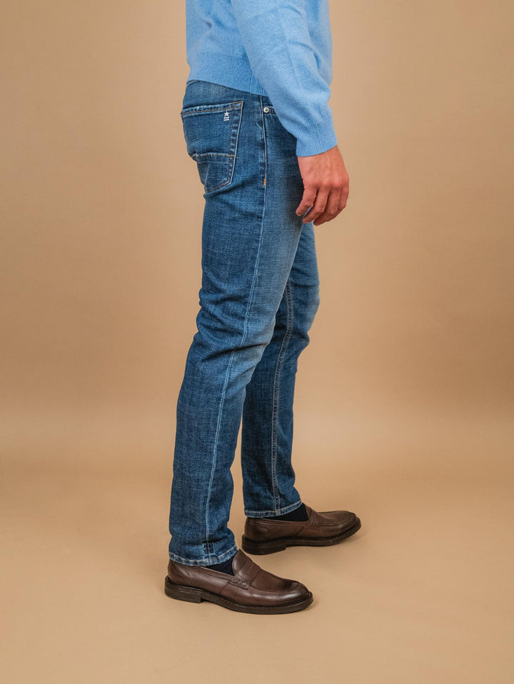 JEANS 5 TASCHE IN DENIM SCURO REGULAR SLIM FIT BARNEY REGULAR B2 UNIFORM 