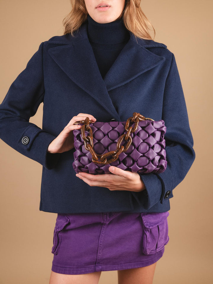 BORSA "CURLY " IN PELLE INTRECCIATA VIOLA CURLY VIOLA BIMOR 