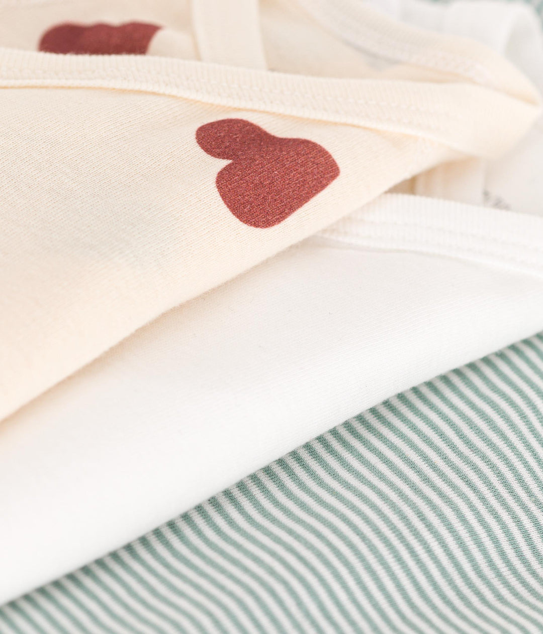 CONFEZIONE DA 3 BODY INCROCIATI IN COTONE BEBÈ CUORI E RIGHE A09UJ 00 PETIT BATEAU 