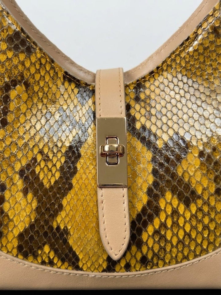 Borsa a spalla Elly in pelle di pitone gialla ELLY-PITONE GIALLO BIMOR 