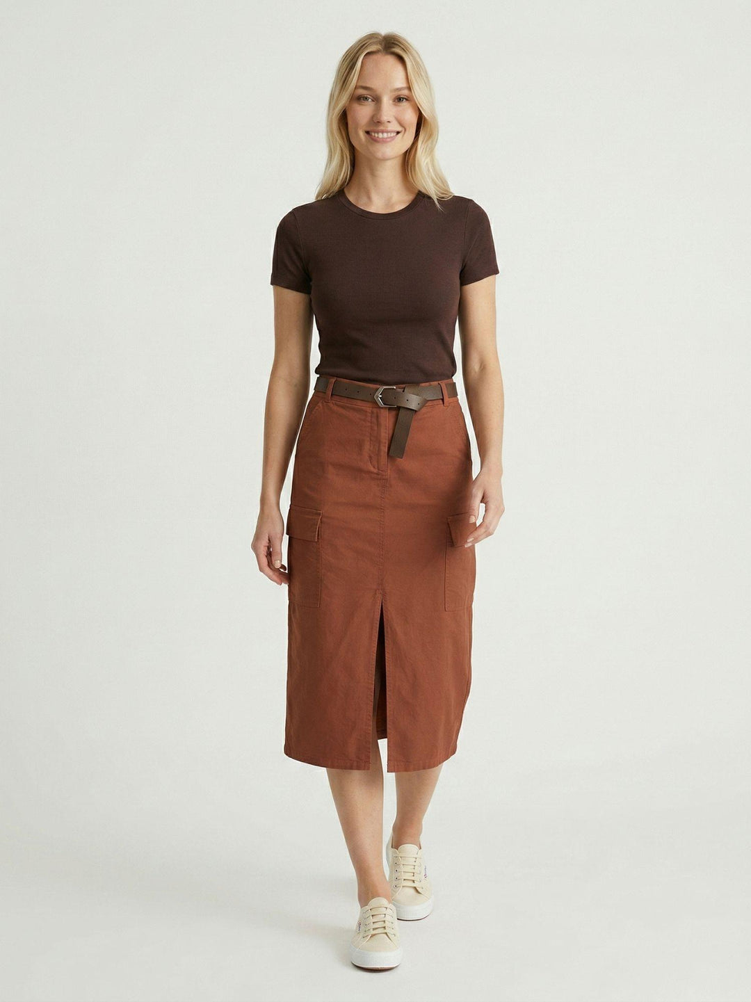 Gonna cargo midi in cotone color ruggine 6105 RUGGINE ANDREA MORANDO 