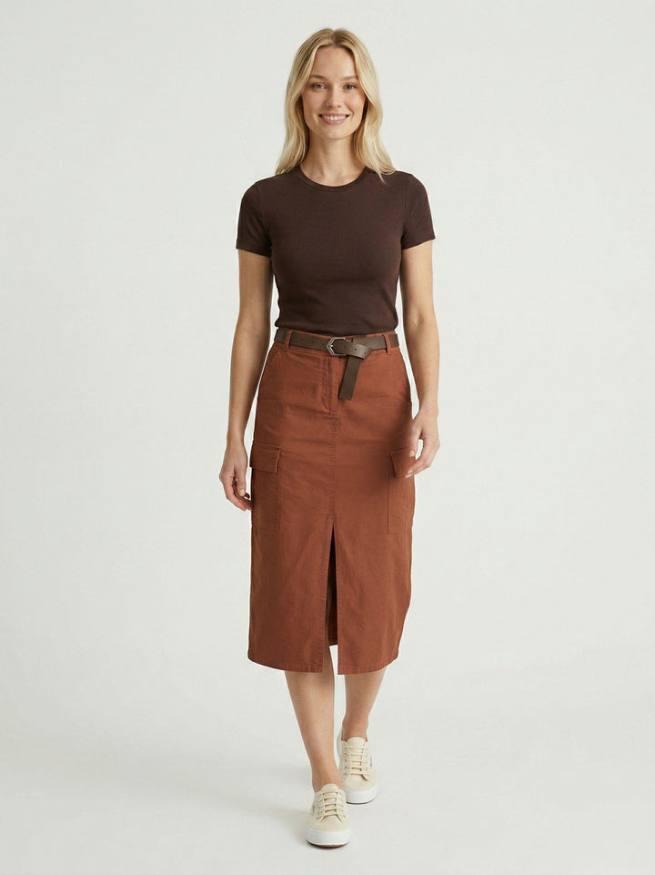 Gonna cargo midi in cotone color ruggine 6105 RUGGINE ANDREA MORANDO 