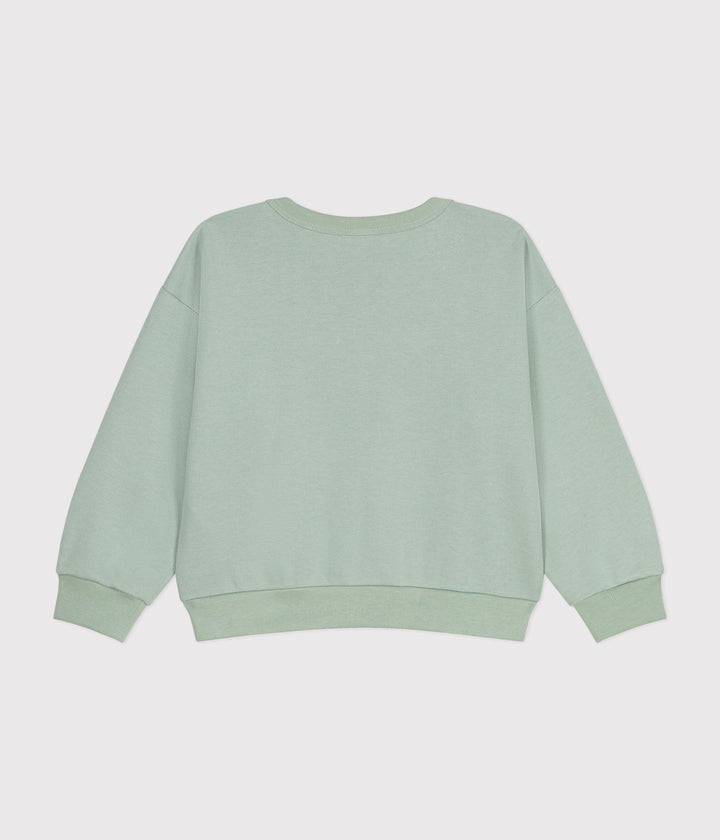 MAGLIA IN TESSUTO FELPATO VERDE  BAMBINA A0A5J 02 PETIT BATEAU 