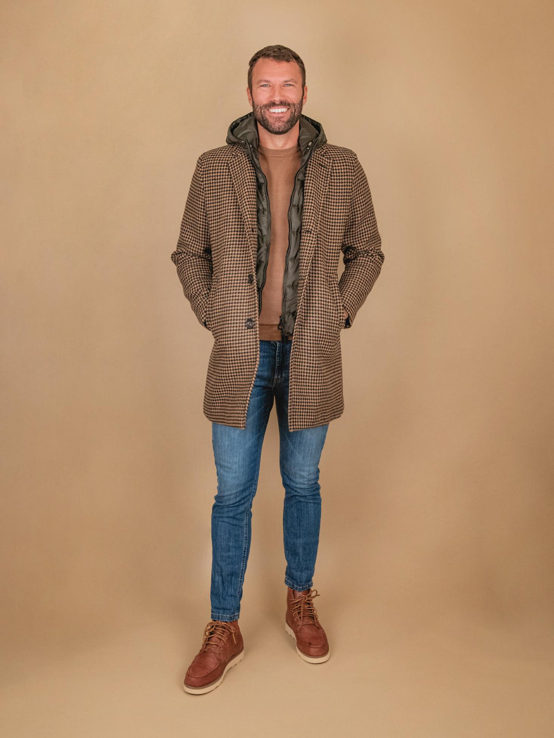 CAPPOTTO MISTO CASHMERE PIED DE POULE INTERNO TRAPUNTATO GERALDO PDP CNER PALTÒ 