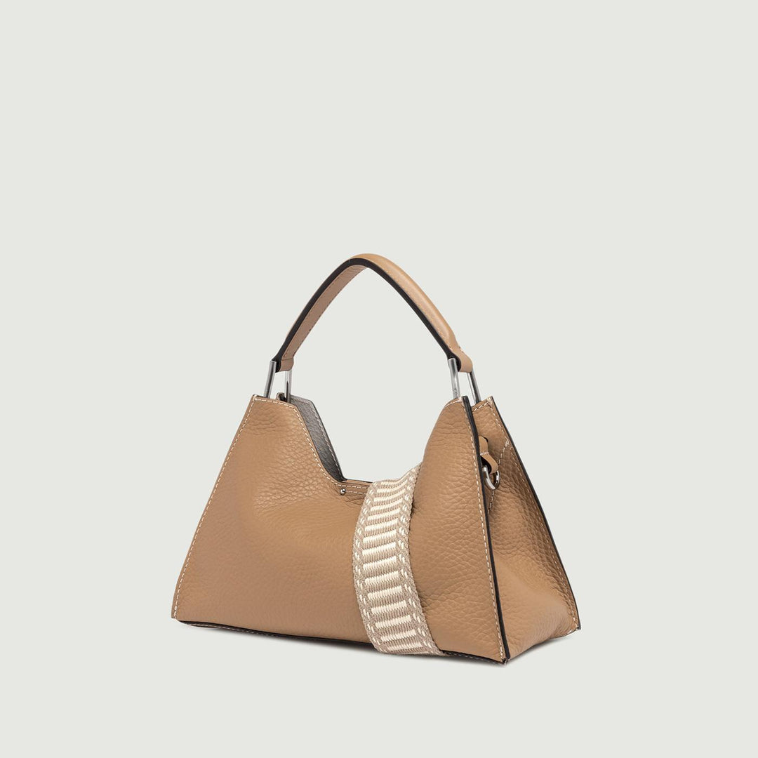 Borsa a spalla Aurora in pelle martellata nature-sabbia BS 10565 RNGDBL-NA 13450 GIANNI CHIARINI 