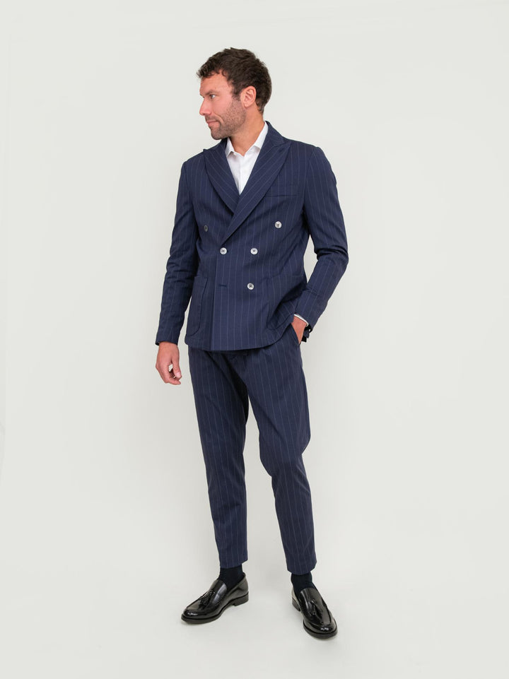 BLAZER IN COTONE GESSATO  BLU NAVY OF1S2S4G019M 174 ANDREA MORANDO 