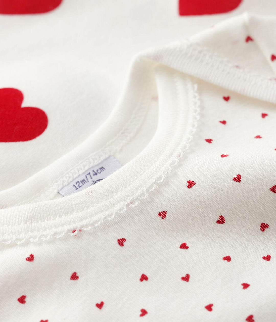 CONFEZIONE DA 3 BODY BEBÈ IN COTONE MOTIVO CUORE A00BB 00 PETIT BATEAU 
