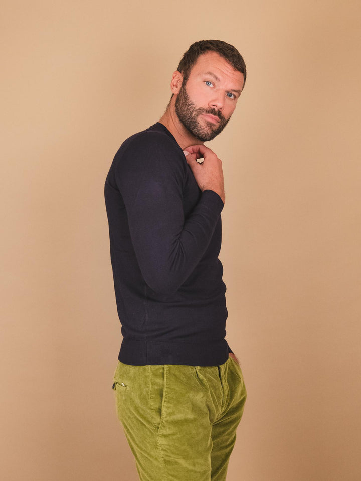 MAGLIA GIROCOLLO BLU NAVY 3000900 205 ANDREA MORANDO 