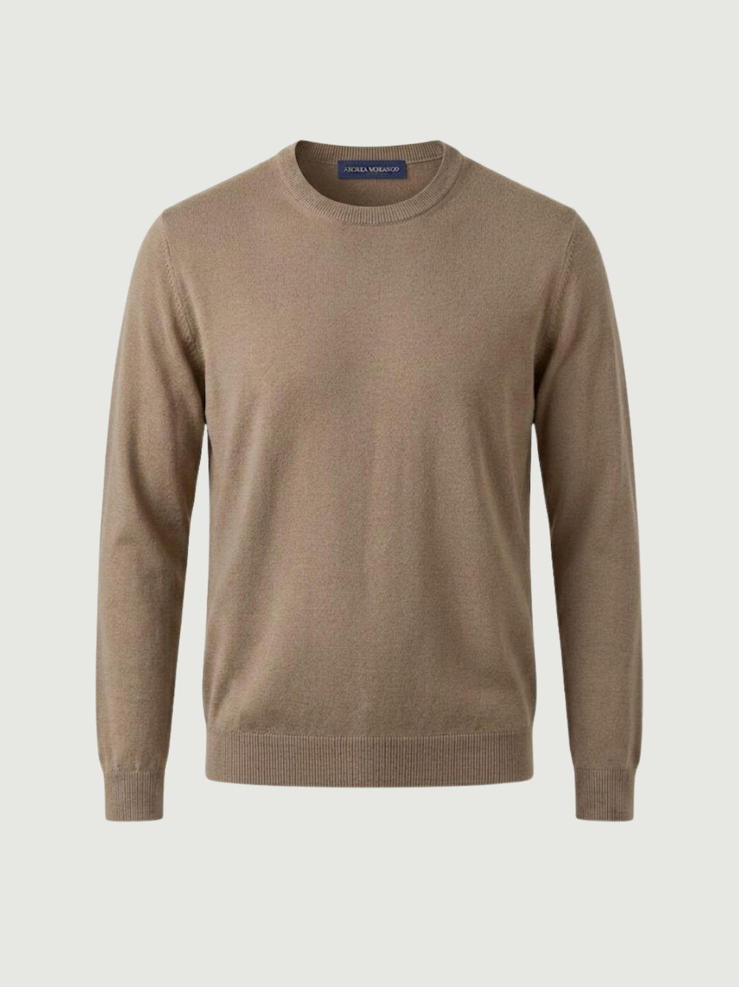Maglia girocollo in cotone extrafine nocciola 5050126 672 ANDREA MORANDO 