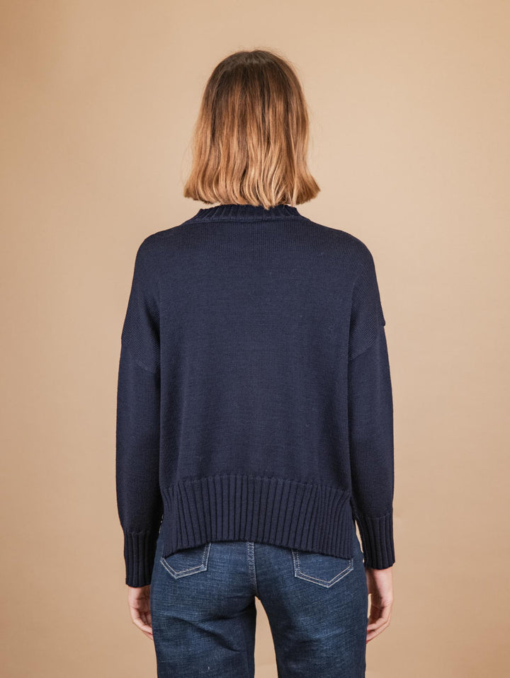 MAGLIA GIROCOLLO IN LANA VERGINE BLU 2378038 089 ANDREA MORANDO 