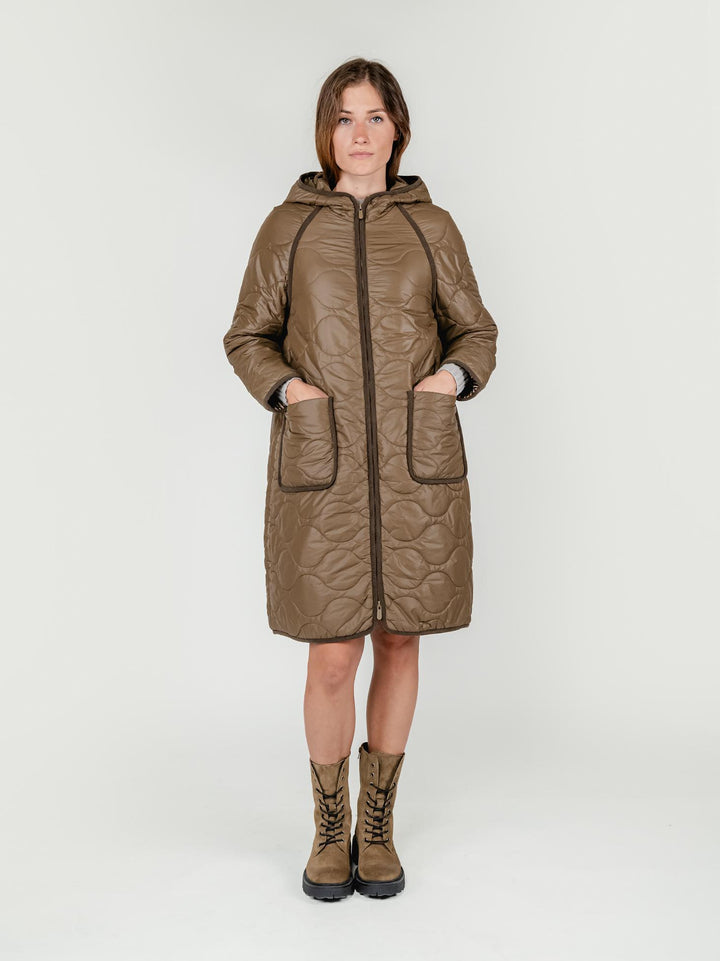 GIACCA A VENTO LUNGA IN NYLON KHAKI 565NIGO421 62 ANDREA MORANDO 