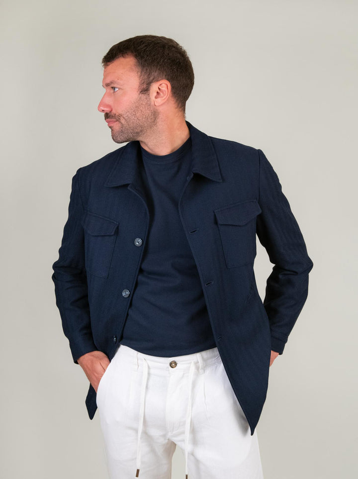 GIACCA A CAMICIA OVERSHIRT SPIGATA BLU PAGLIUCA BLU ANDREA MORANDO 