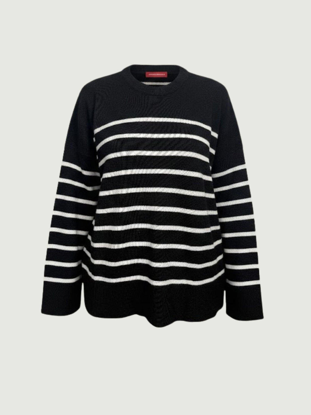Maglia in lana nera a righe bianche 14284M NERO-NATURALE ANDREA MORANDO 
