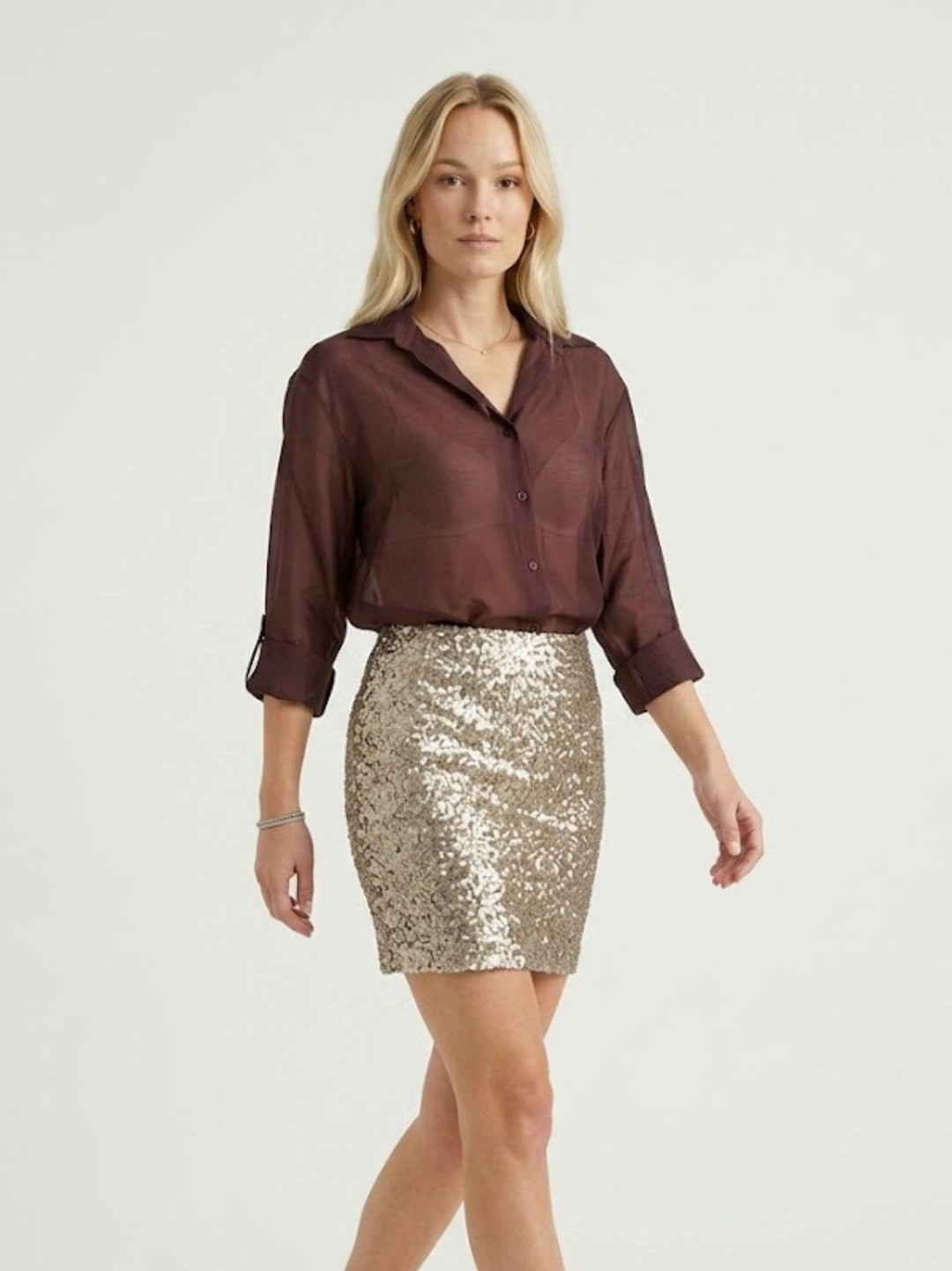 Camicia semitrasparente cioccolato M796/071 141 ANDREA MORANDO 