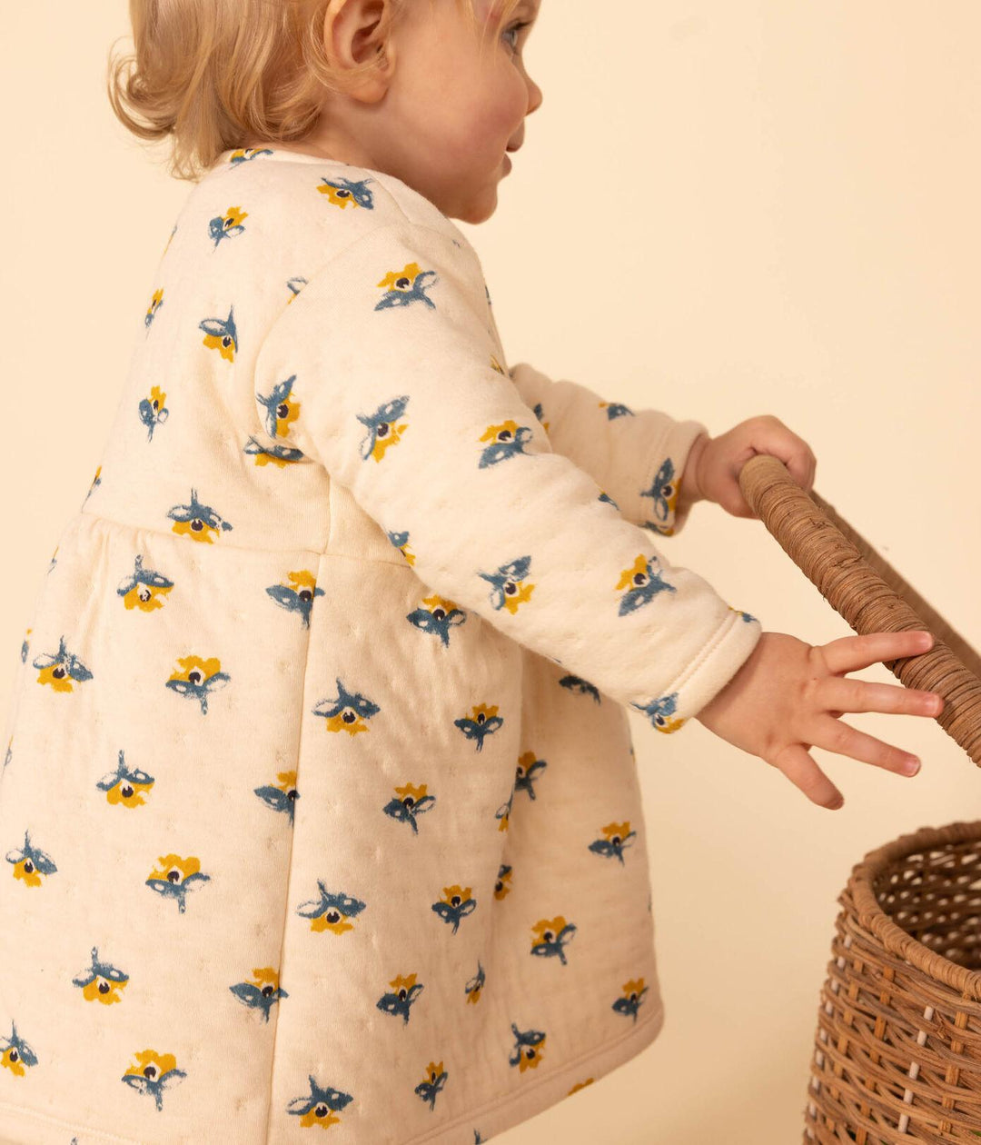 ABITO A MANICHE LUNGHE IN TUBIQUE TRAPUNTATO CON STAMPA A08C0 01 PETIT BATEAU 