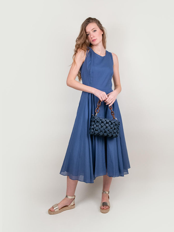 ABITO SMANICATO IN MUSSOLA DI COTONE BLU JEANS 203773 557 ANDREA MORANDO 