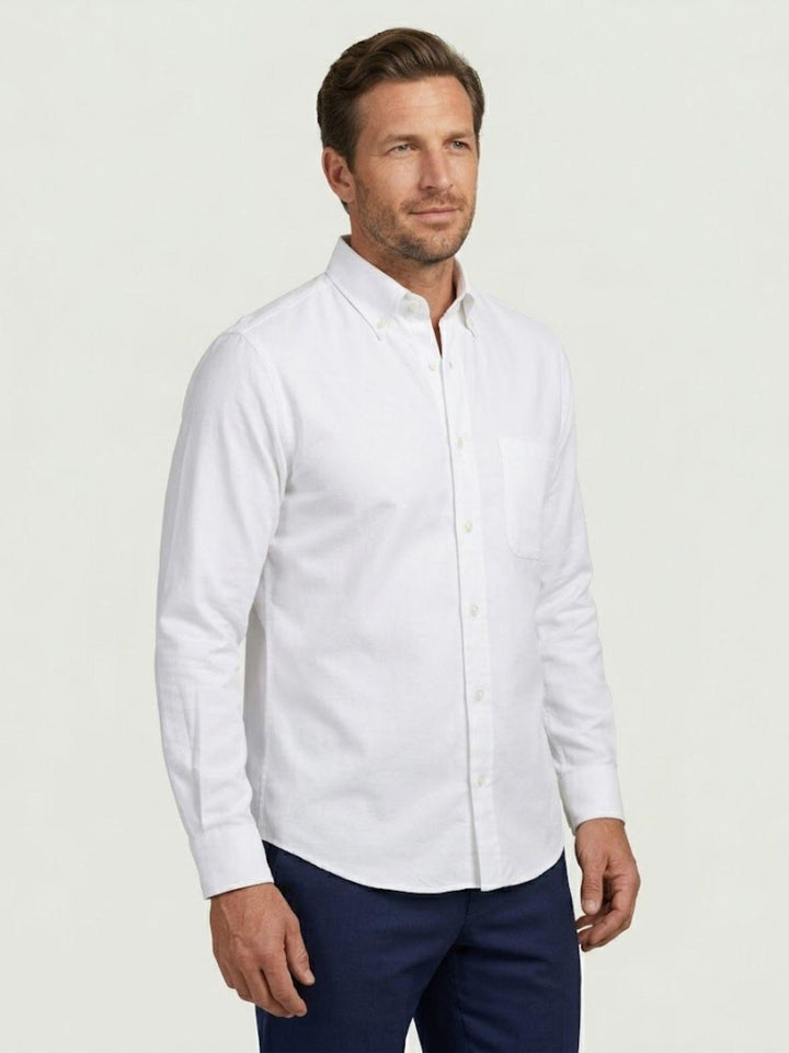 Camicia button down oxford in cotone bianca regular DOMINGO/REG/BD 1 ANDREA MORANDO 