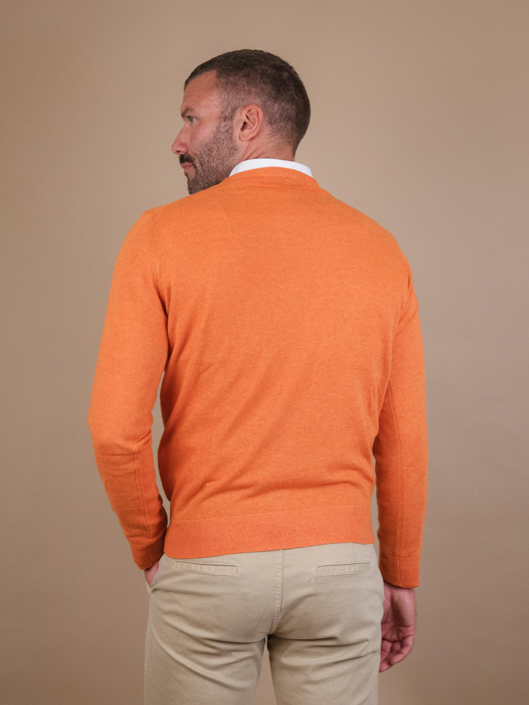 GIROCOLLO IN LANA MISTO CASHMERE ARANCIONE 8150223 430 ANDREA MORANDO 