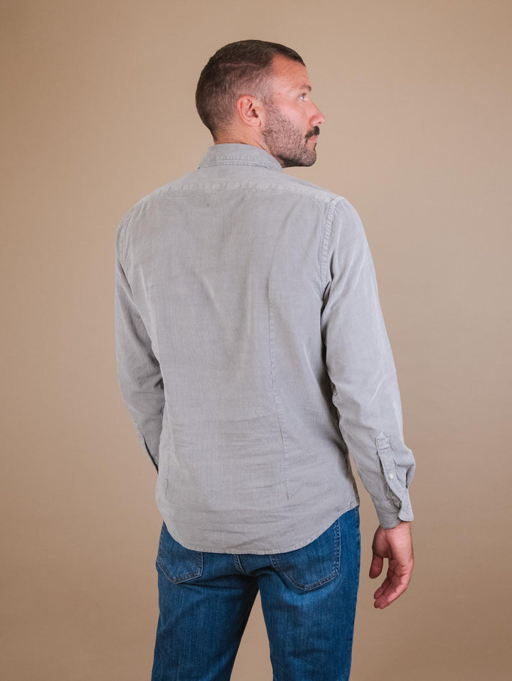 CAMICIA  IN VELLUTO A COSTINE TORTORA "JENSON" JENSON 01 DEPERLU 