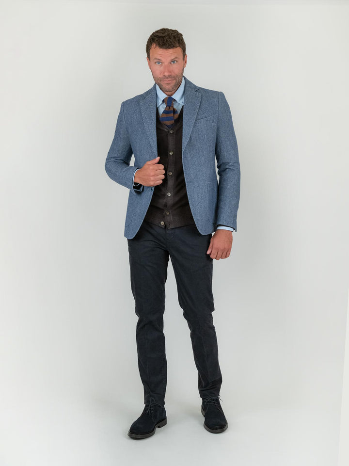 BLAZER IN TESSUTO SPIGATO BLU LM242 JEANS ANDREA MORANDO 