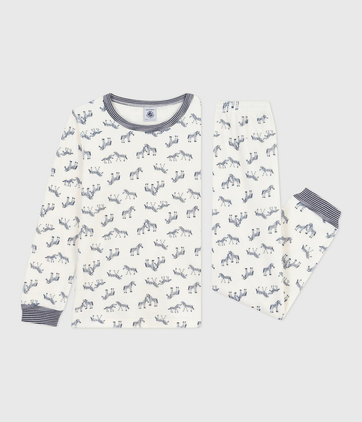 Pigiama in ciniglia con zebre stampate bambino A0DRZ 01 PETIT BATEAU 