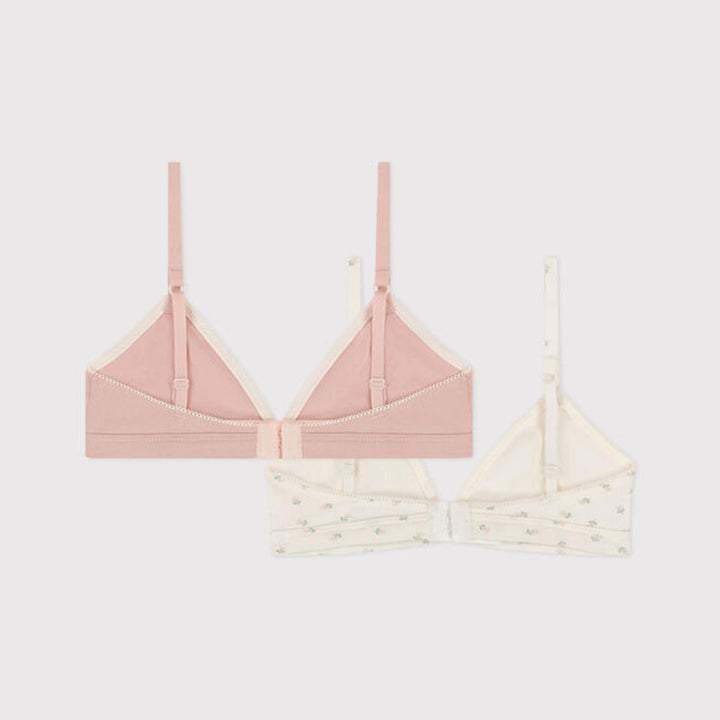 Confezione di 2 reggiseni ragazza in cotone ed elastam a fiori A079L 00 PETIT BATEAU 