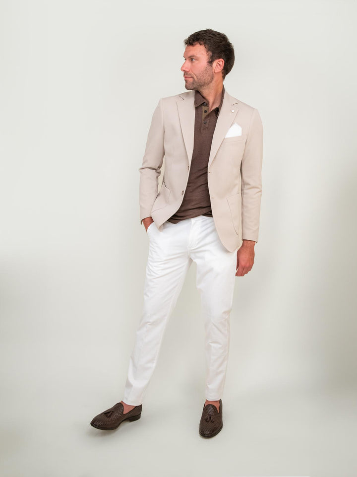 PANTALONE IN MISTO LINO E COTONE BIANCO