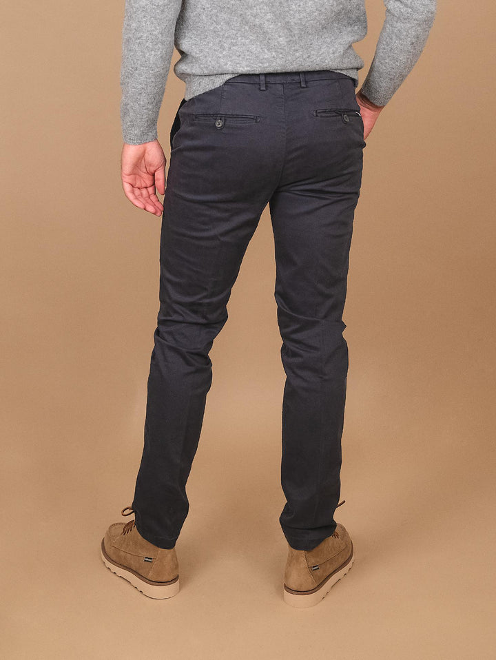 PANTALONE IN COTONE blu navy CON TASCA A FILO T500/STR 854 NOLAB 