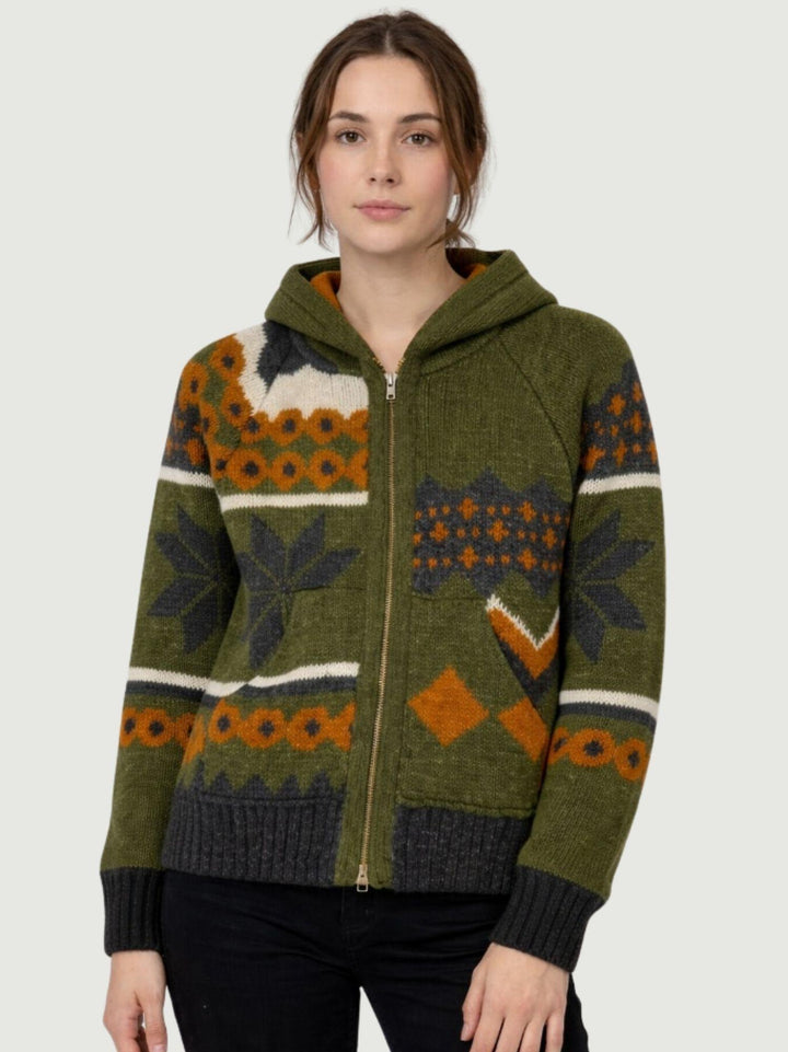 MAGLIONE CON CAPPUCCIO E  ZIP MULTICOLOR MENANDROD MILITARE ANDREA MORANDO 
