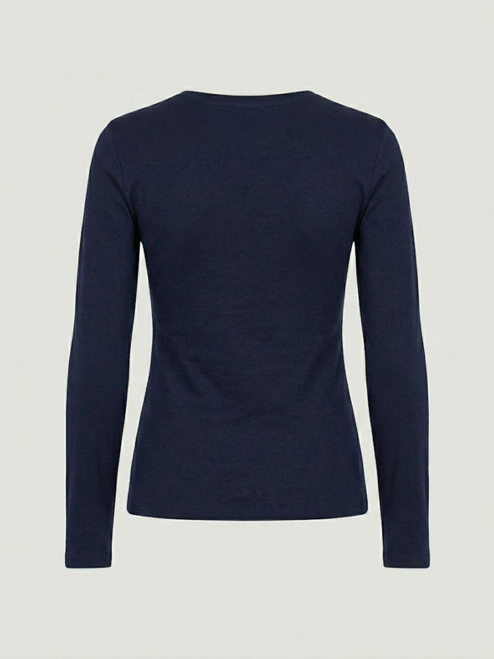 T-shirt manica lunga girocollo in cotone blu 8182 BLU ANDREA MORANDO 