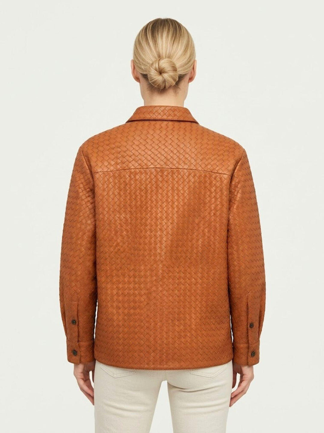 Giacca Aurora in pelle intrecciata terracotta AURORA 53 JACK LEATHER 
