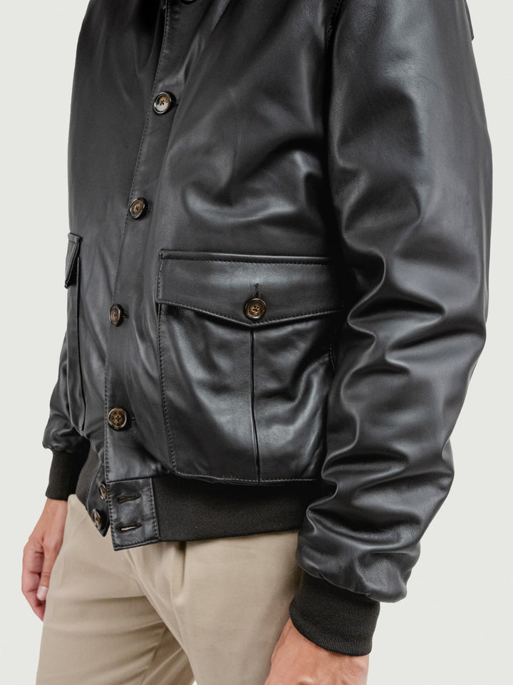 GIUBBOTTO IN PELLE TESTA MORO RENNA/TRAPUNTA NAPPA ANDREA MORANDO 