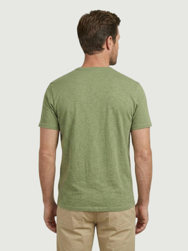 T-shirt scollo serafino in misto lino verde oliva 6TS0358 ARMY ANDREA MORANDO 