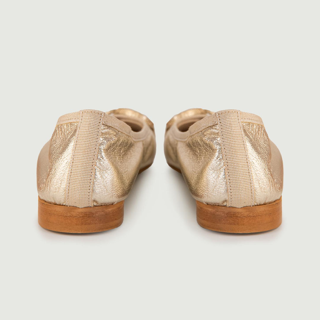 BALLERINE IN NAPPA METALLIZZATA ORO CON DETTAGLIO IN METALLO 4875NAPPA PLATINO ANDREA MORANDO 